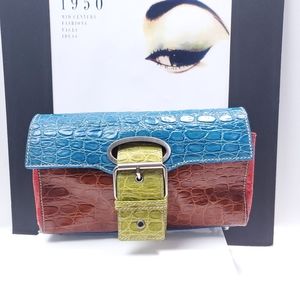 Cynthia Rowley Multi- Color Crocodile Clutch